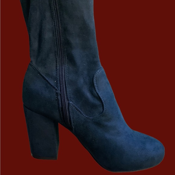 Carlos Santana Velvet Thigh High Navy Boot - Picture 10 of 16